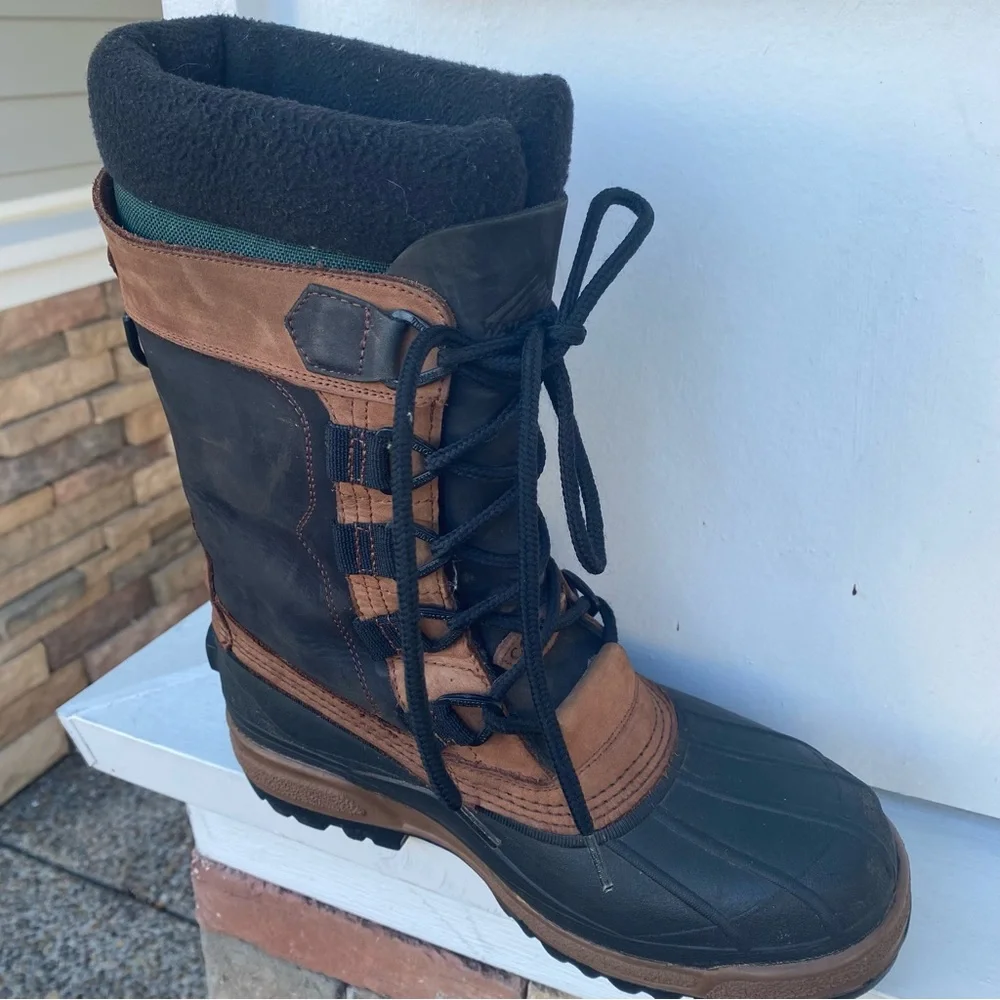 Columbia Bugabison Boots Winter Brown Gray Nubuck Leather Mens Sz 7 Thermolite